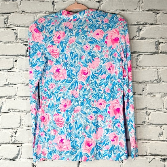 Lilly Pulitzer Pajama NWT PJ Long Sleeve Top Bondi Blue My Little Peony XSmall - Picture 3 of 10